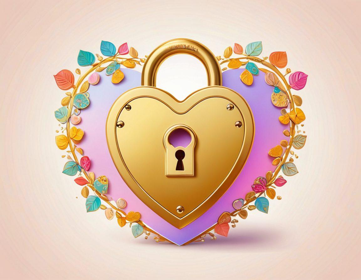 A heart-shaped padlock symbolizing love insurance, surrounded by a golden shield representing financial security. In the background, soft pastel colors blend with vibrant hues, showing diverse couples smiling and feeling safe. The scene radiates warmth and protection, with subtle dollar signs and love symbols integrated into the design. The overall feel is inviting and empowering, emphasizing well-being through financial safety. vector art. vibrant colors. white background.
